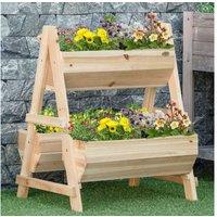 Outsunny 68Cm X 57.5Cm X 80.5Cm 51L Wood Raised Garden Bed