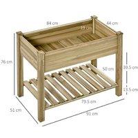 Outsunny Wooden Raised Garden Planter with Shelf - Fir Wood, Elevated Bed