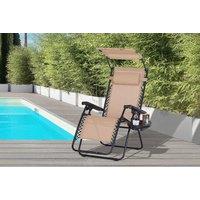 Outsunny Deluxe Folding Sun Chair With Adjustable Canopy