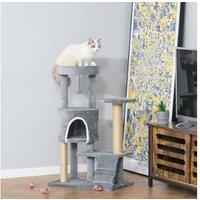 Pawhut Cat Tree Condo W/ Ladder, Post