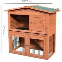 Pawhut Deluxe Rabbit Cage With Ramp & Tray