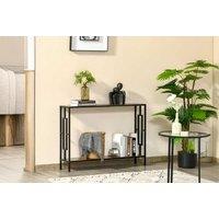 Chic Glass Top Industrial Console Table