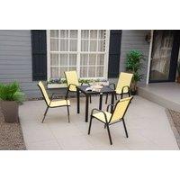 Outsunny Metal Garden Dining Chair Set - Stackable, Weather-Resistant, 4-Seater