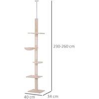 PawHut 5-Tier Multi-Level Plush Cat Tree Tower - Modern, Space-Saving, Sturdy Cat Furniture