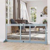 Charming Blue Freestanding Wooden Pet Gate