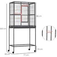 Sturdy Metal Canary Cages With Rolling Stand And Wood Accents