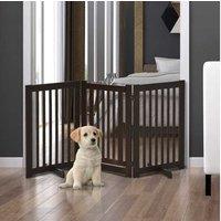 Pawhut Elegant Brown Wood Pet Gate