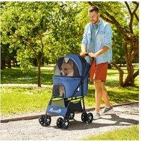 Pawhut Pet Stroller, Foldable - Blue