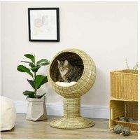 Pawhut Yellow Raised Cat House & Bed