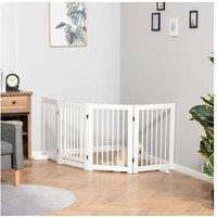 Pawhut White 4-Panel Foldable Pet Gate