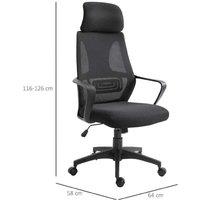 Vinsetto Ergonomic Mesh Office Chair - Adjustable Black Desk Seating