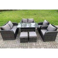 Reclining 8-Seater Grey Rattan Garden Furniture Set