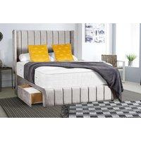 Light Grey Linen Divan Bed & Mattress - Storage & Size Options!