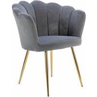 Velvet Scallop Accent Armchair - Upholstered, Gold Legs, Compact Statement Seating