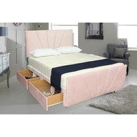 Luxury Pink Chenille Divan Bed And Mattress - Storage Options