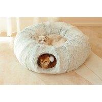 Foldable Grey Indoor Plush Cat Tunnel Bed