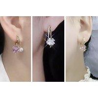Crystal & Pearl Clover Earrings - 3 Colours Pin Or Clip On! - Silver