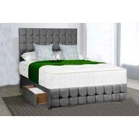 Dark Grey Velvet Divan Bed With Storage & Mattress
