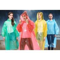 5 Pck Disposable Emergency Pe Raincoats Poncho - 4 Colour Options