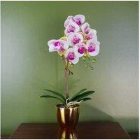Pink Orchid Artificial Gold Pot 48cm Harlequin Real Touch Petals