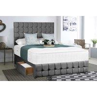 Dark Grey Velvet Divan Bed With Mattress - Drawer Options!