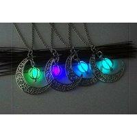 Glowing Moon And Pumpkin Necklace - 3 Colours!