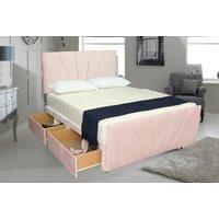 Pink Chenille Divan Bed With A Memory Sprung Mattress