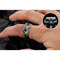 Silver Adjustable Vintage Owl Ring Set