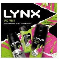 Lynx Epic Fresh Men's Grooming Gift Set - Zesty Grapefruit & Pineapple, 72hr Odour Defence, All Skin Types, Body Wash + Spray + Anti-Perspirant | Wowc