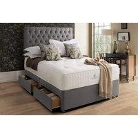 Grey Suede Divan Bed Set With Mattress & Headboard