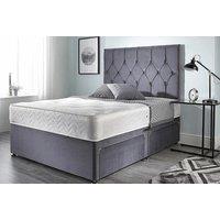 Grey Plush Divan Bed With Mattress & Drawer Options!