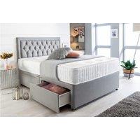 Charcoal Black Suede Divan Bed With Mattress & Drawer Options!