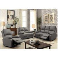 Fabric Recliner Sofa Set - Modern 3+2+1 Seater Lounge Suite in Light or Dark Grey