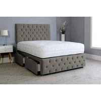 Ambassador Dark Grey Crushed Velvet Divan Bed Set - Storage Options