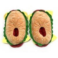 Unisex Black Funny Hamburger Fuzzy Slippers!