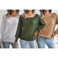 Knitted Button Long Sleeve Jumper In 5 Colour Options