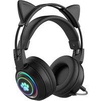 Bluetooth Wireless RGB Gaming Headphones - Immersive Sound, Detachable Ears, 20-Hour Battery, Hi-Fi Audio