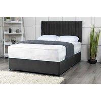 Dark Grey Velvet Ottoman Divan Bed With Mattress
