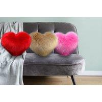 Fluffy Heart Shaped Throw Pillow In 8 Colour Options