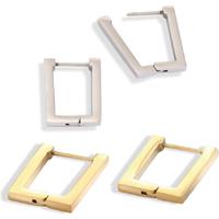 Rectangle Hoop Earrings - Gold Or Silver