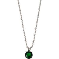 Stunning Silver Chain Emerald Crystal Necklace