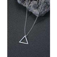 Stunning Unisex Silver Triangle Pendant Necklace