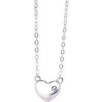 Radiant Diamond Heart Silver Necklace