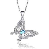 Enchanting Blue Crystal Butterfly Necklace In Silver