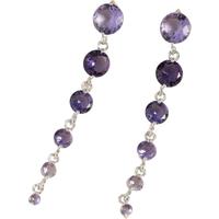 Round Purple Crystal Drop Earrings