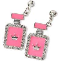 Silver Crown Crystal Earrings In Pink