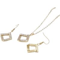 Crystal Square Necklace And Earrings Set