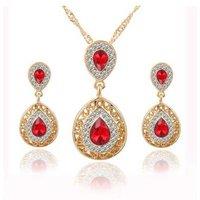 Red Crystal Necklace & Earrings Set