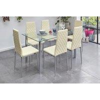 Glass Dining Table Set With 6 Chairs In 2 Colour Options - Grey