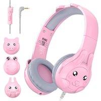 Kids Wired Headphones - Volume Control & Cute Ear Covers! - Blue